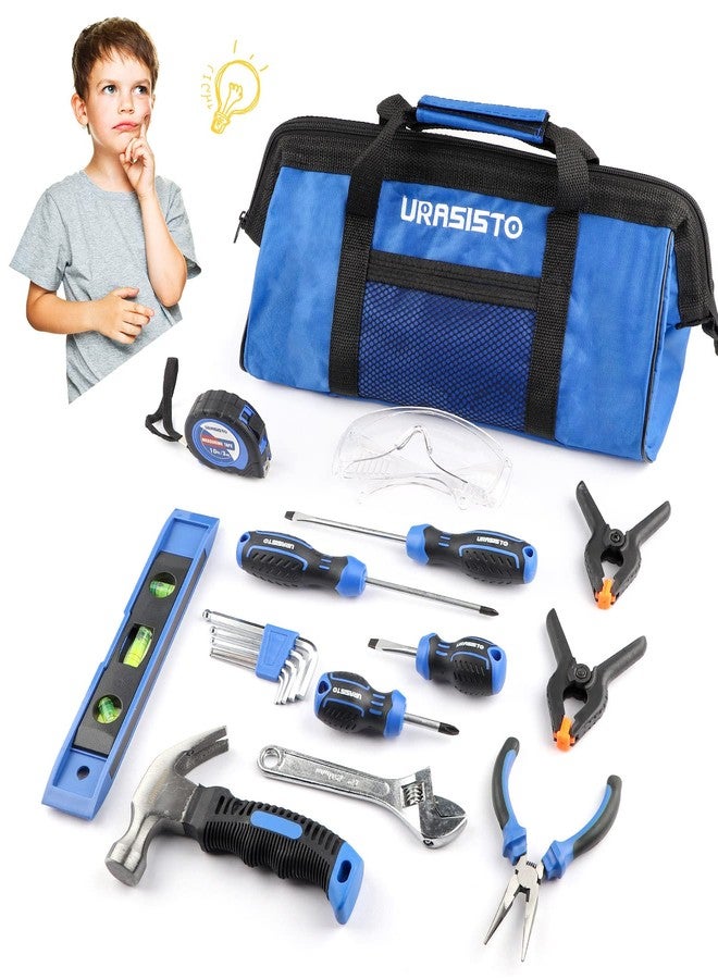URASISTO 18-Piece Kids Tool Set with Tool Storage Bag, Junior Real Hand Tool Kit for Boys & Girls, Children Learning Tools for DIY Building and Woodworking, Age 8+ - Image 1